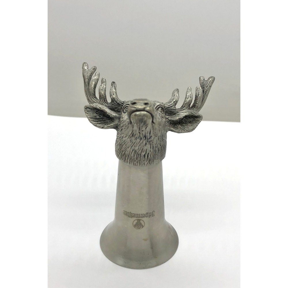 Jagermeister Stag Head Silver Metal Deer Barware Shot Glass or Rustic Decor